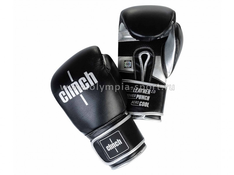 Перчатки боксерские Clinch Punch 2.0 черно-серебристые 16 ун.